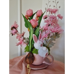 Stroik wielkanocny na stół "Poranek w Pudrowym Ogrodzie